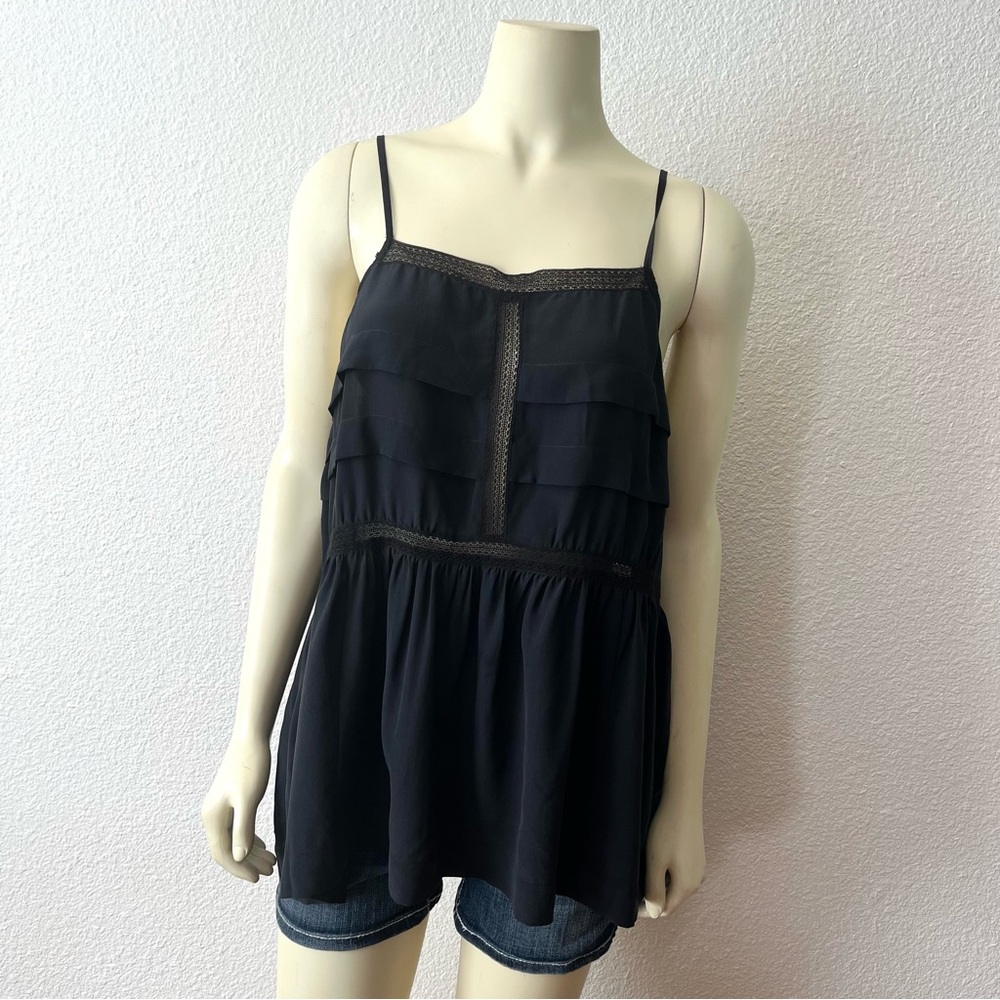 Madewell 100% Silk Black Babydoll spaghetti strap Tank Size L
